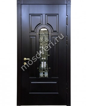 Классическая дверь со стеклом и ковкой для загородного дома - купить от производителя Мосдвери Классическая дверь со стеклом и ковкой для загородного дома